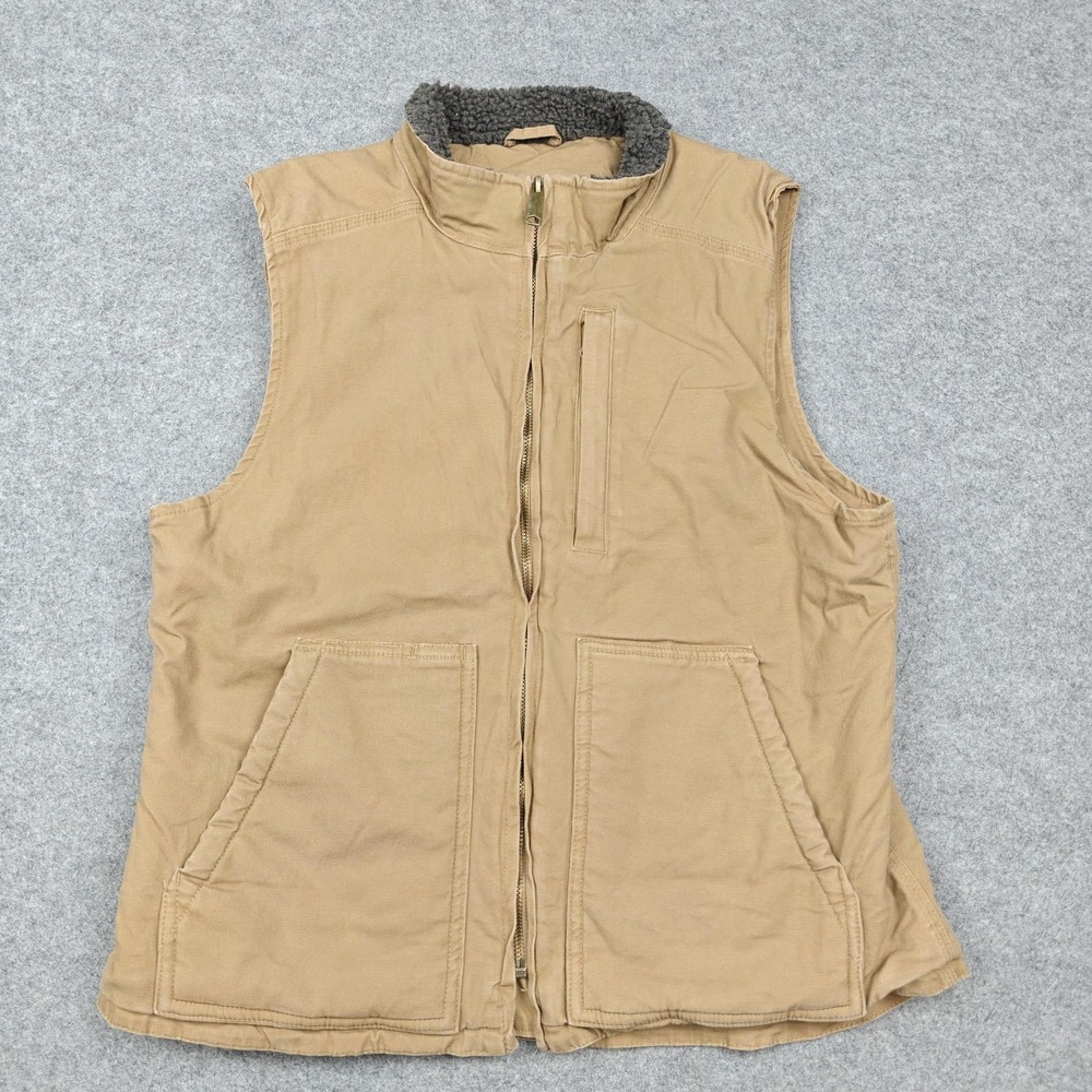 Northern Expedition Limited Vest Mens Medium Beige Sherpa Lined Zip Pockets